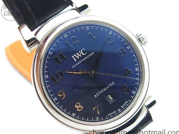 MIROTIME 0714 MoistureWicking Da Vinci IW356601 SS MKF 1:1 Best Edition Blue Dial On Black Leather Strap A 7233